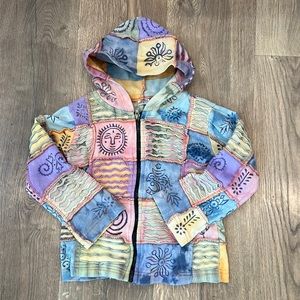 Girls Patchwork Zip Up Sweatshirt